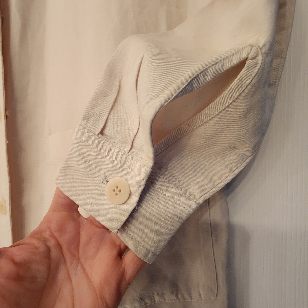 Eileen Fisher Ivory Long Button Front Coat - Picture 7 of 11